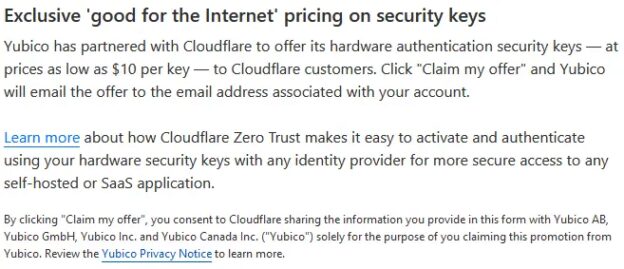 Captura de pantalla de Cloudflare mostrando los detalles de la oferta