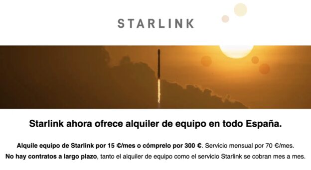 Email alquiler equipo Starlink