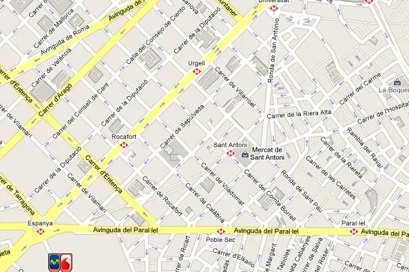 Mapa con la ubicación de las pruebas en Barcelona