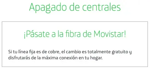 Aviso de Movistar para pasarse a la fibra