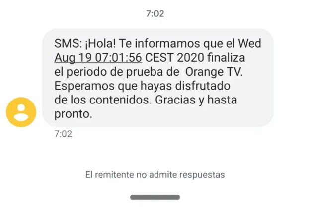 SMS de Orange TV