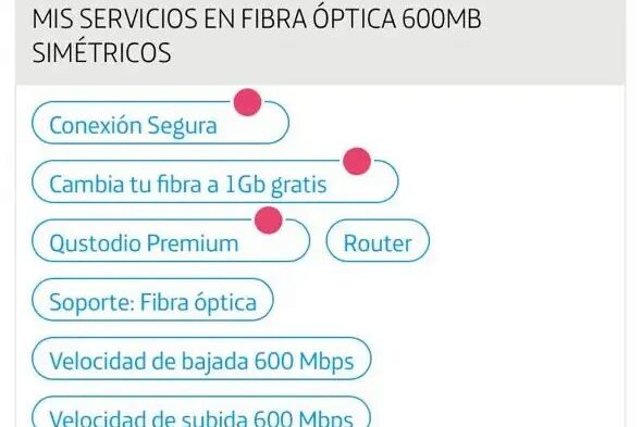 Aumento a fibra 1 Gb en la web de Movistar