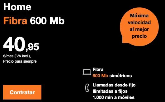600 Mb de fibra Orange