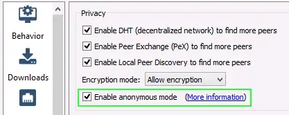 qBittorrent anonymous mode