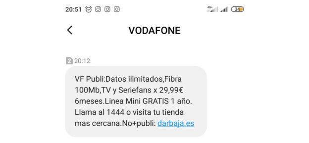 SMS de spam de Vodafone