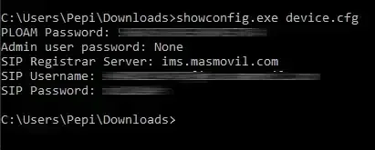 Ejecutando showconfig.exe