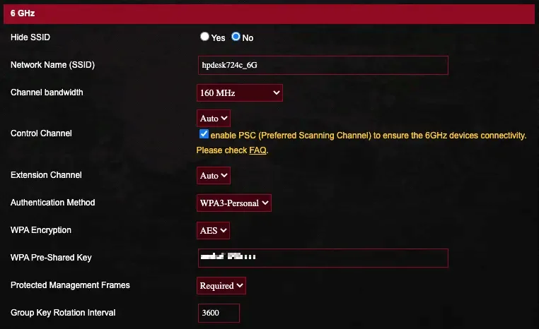 Configuración de WIFi 6 GHz en router Asus