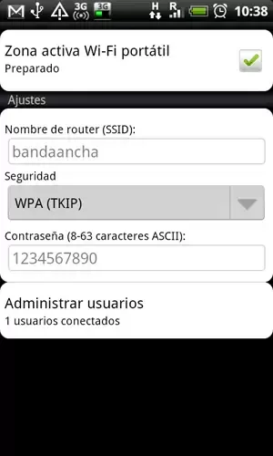 Configuración SSID Zona activa wifi