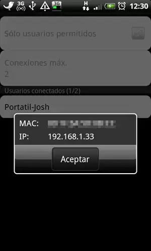 Usuarios conectados Zona activa wifi