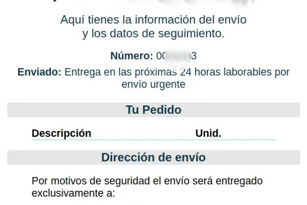 Email de Oniti con nueva SIM