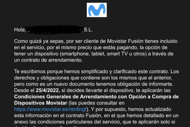 Email de Movistar