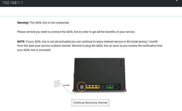 Mensaje de que no hay ADSL en Livebox Evolution