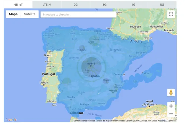 Mapa cobertura Movistar IoT