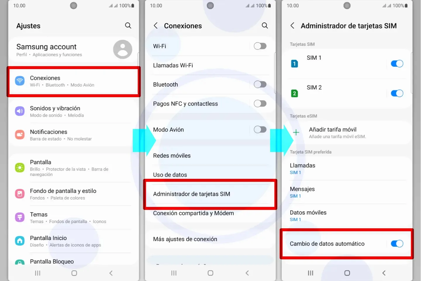 Cambio de datos automático Samsung