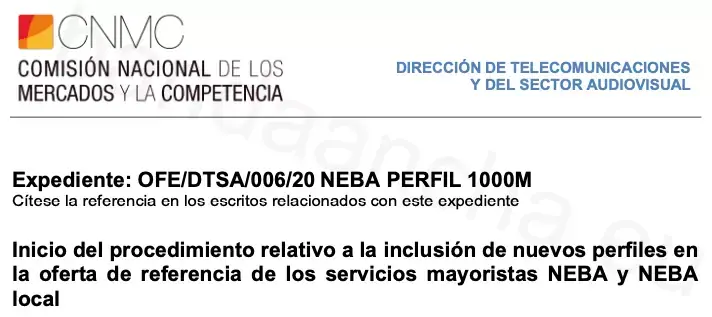 Expediente de la CNMC con los 1000 Mb de Movistar