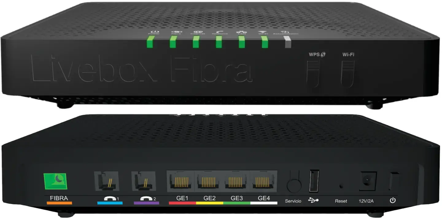 Livebox Fibra desde delante y detrás