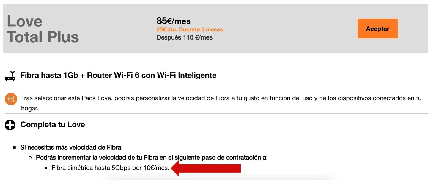 Ampliación fibra a 5 Gbps