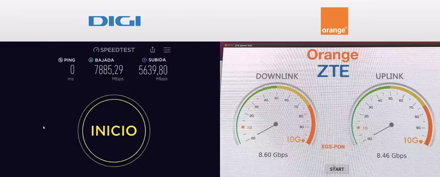 Velocidad máxima XGSPON de Digi y Orange