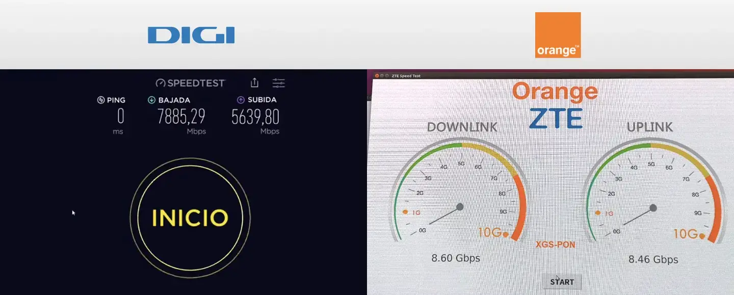 Velocidad máxima XGSPON de Digi y Orange