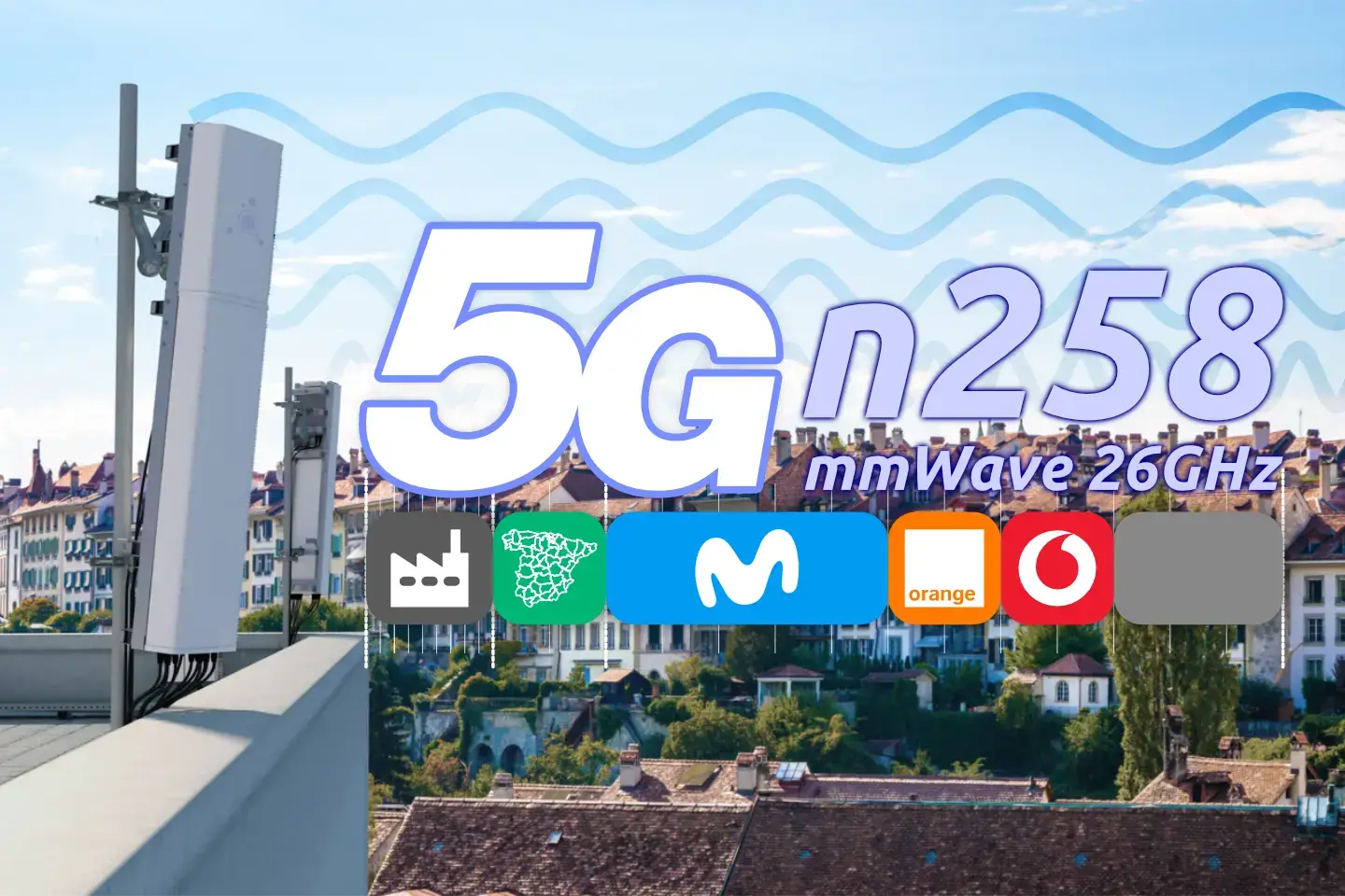 Antena 5G banda n258 frecuencia 26 GHz mmWave milimetrica