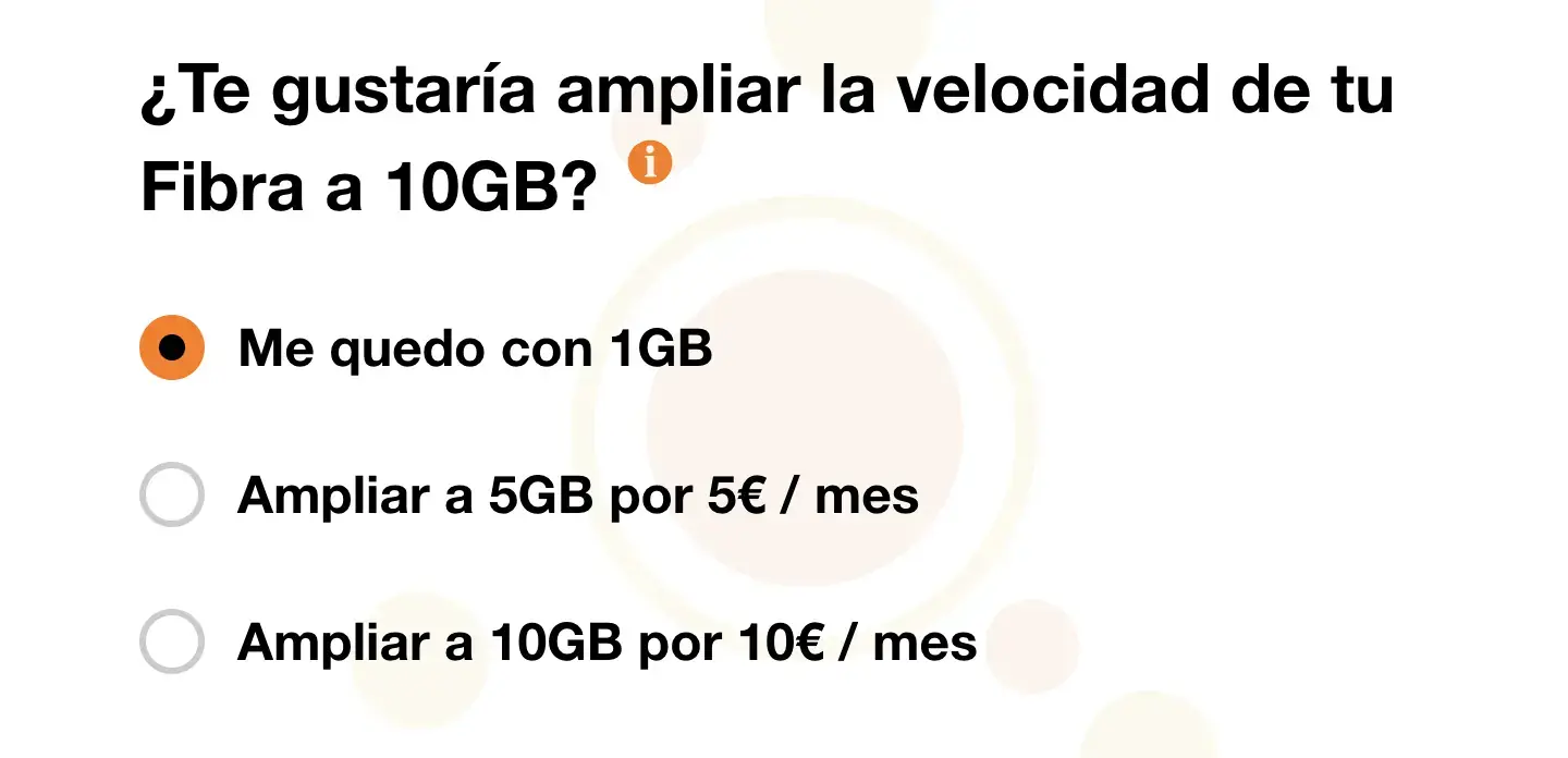 Ampliación de velocidad de la fibra Infinity de Orange