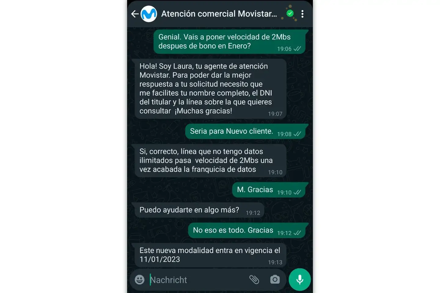 Atención comercial de Movistar