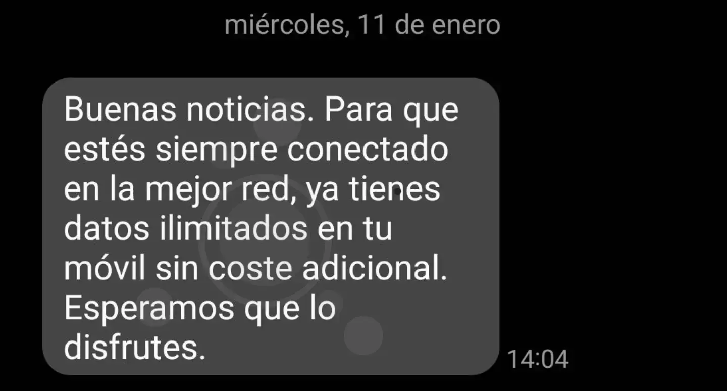 SMS mensaje datos ilimitados Movistar