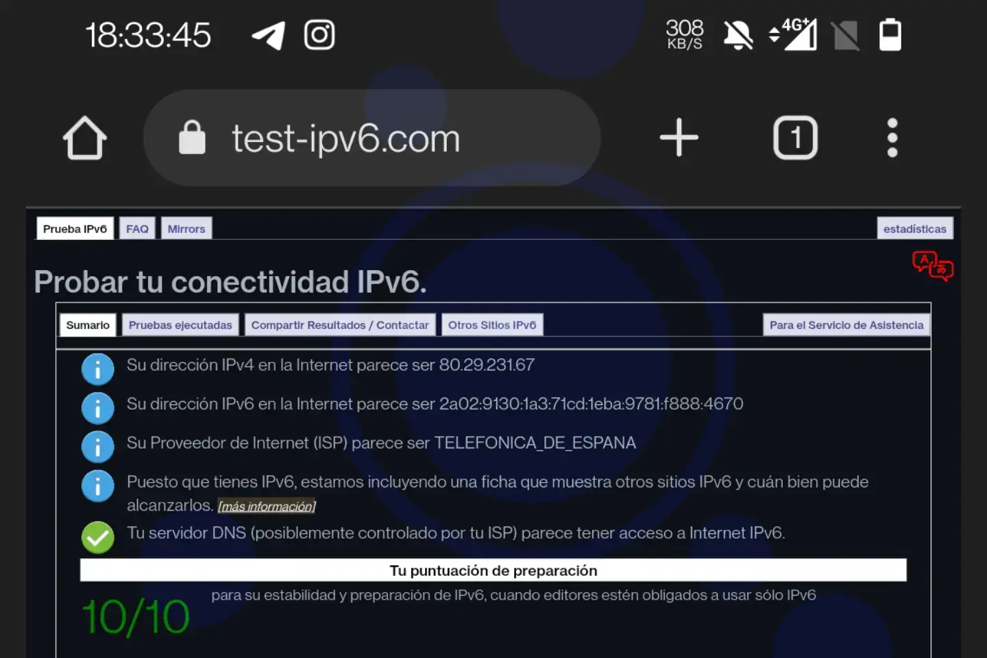 Test IPv6 Movistar