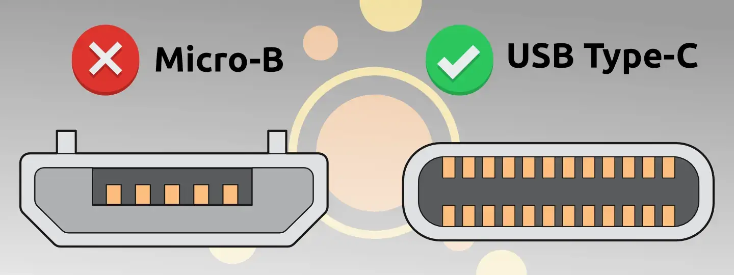 Conector USB Micro A frente a Type C