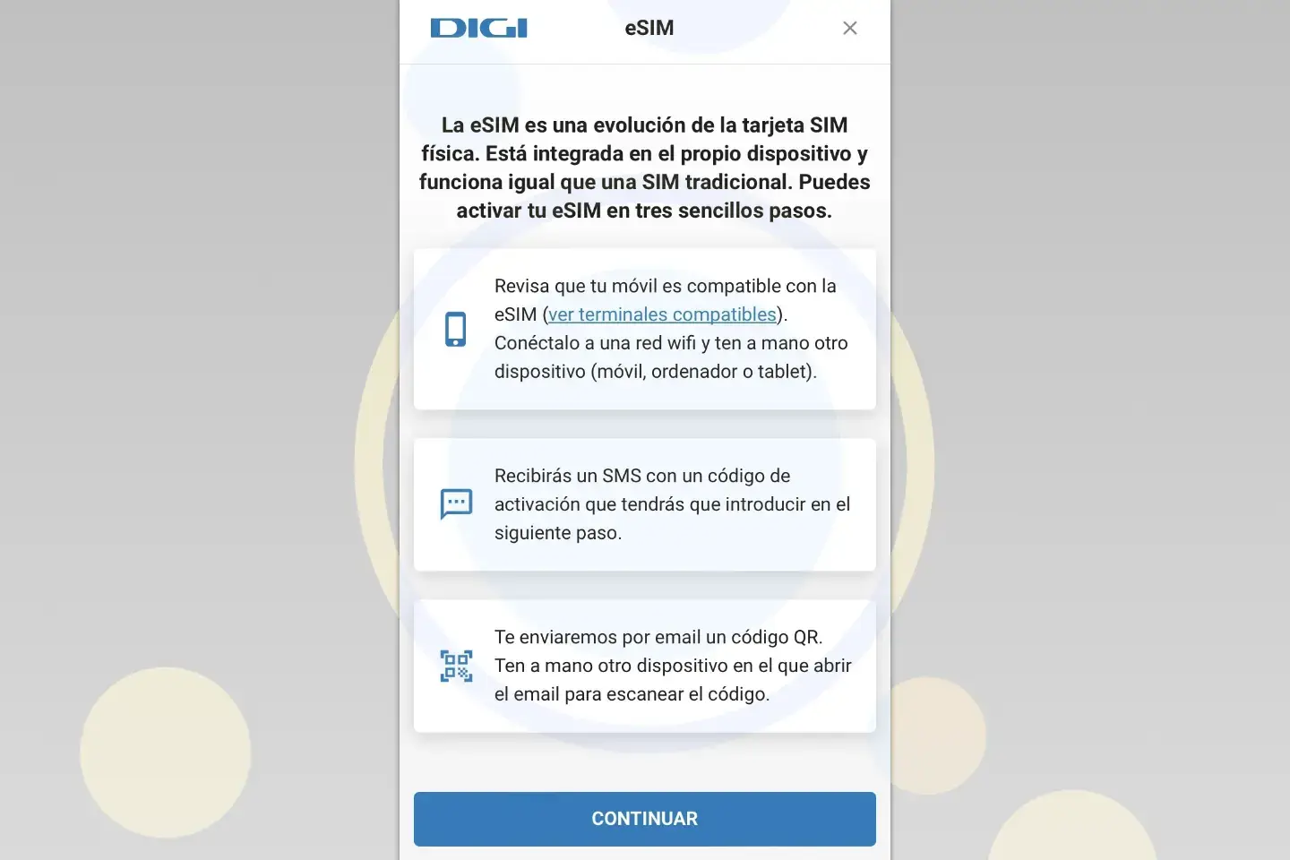 Proceso eSIM Digi