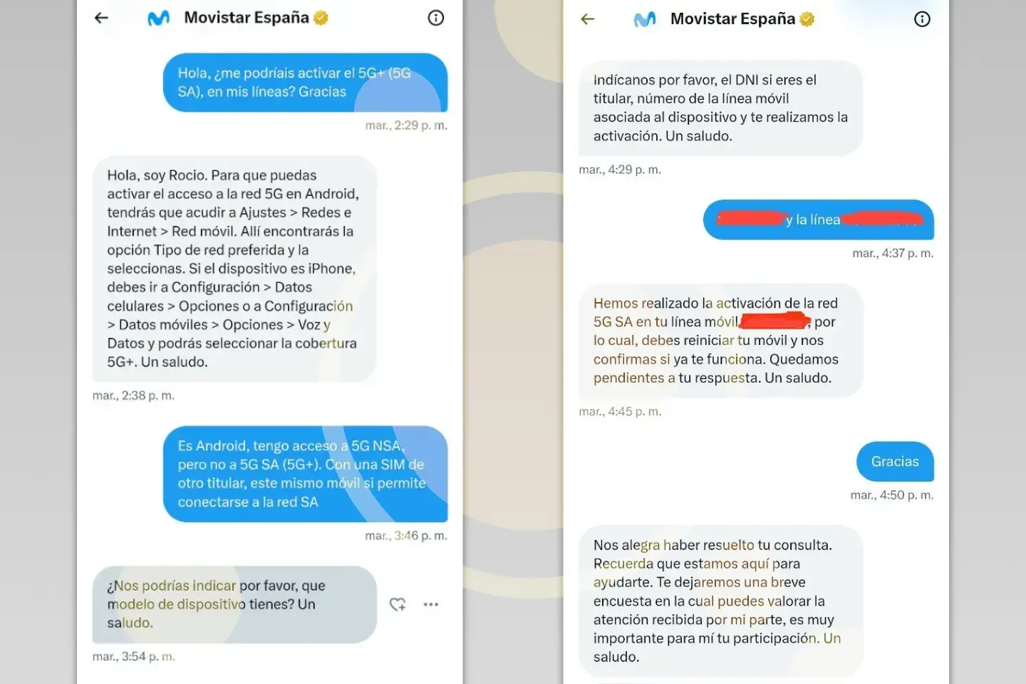 Conversación Twitter Movistar