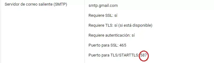 Configuración de correo saliente SMTP