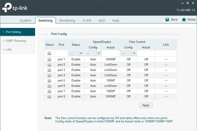 Port config