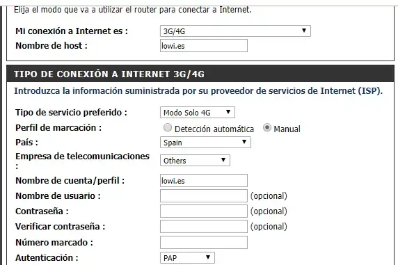 Configuración roaming