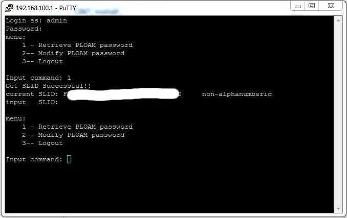 Obteniendo el PLOAM Password por telnet