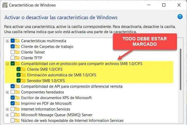 Compatibilidad con el protocolo para compartir archivos SMB 1.0/CIFS