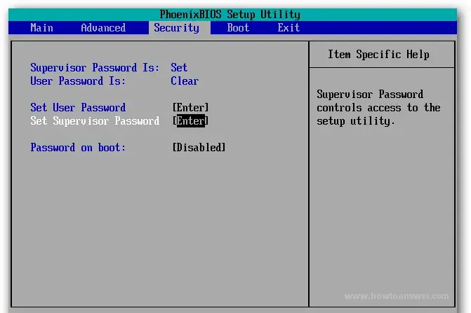 Phoenix BIOS Setup Utility