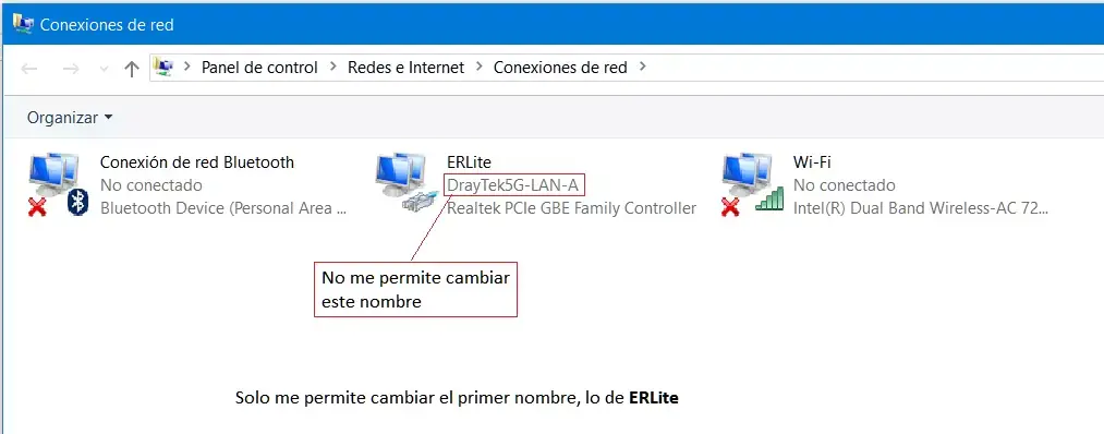 Conexiones de red de Windows