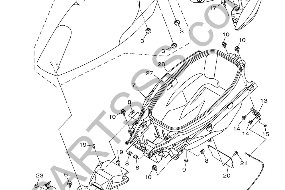 Despiece del asiento de Yamaha Nmax 125