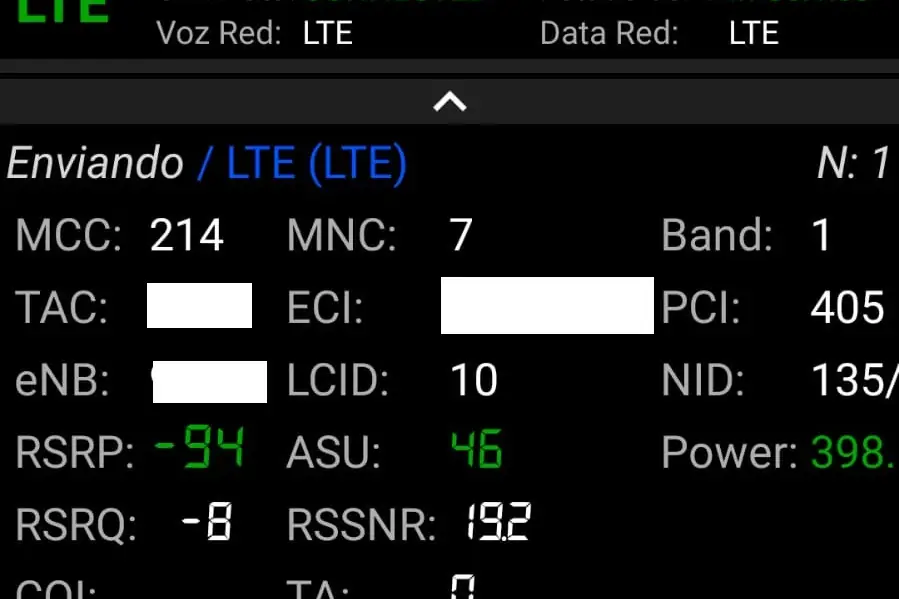 Captura de Network Cell Info