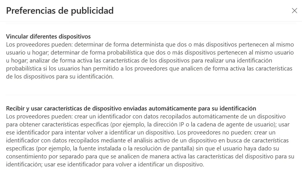 Preferencias de Publicidad de Outlook.com