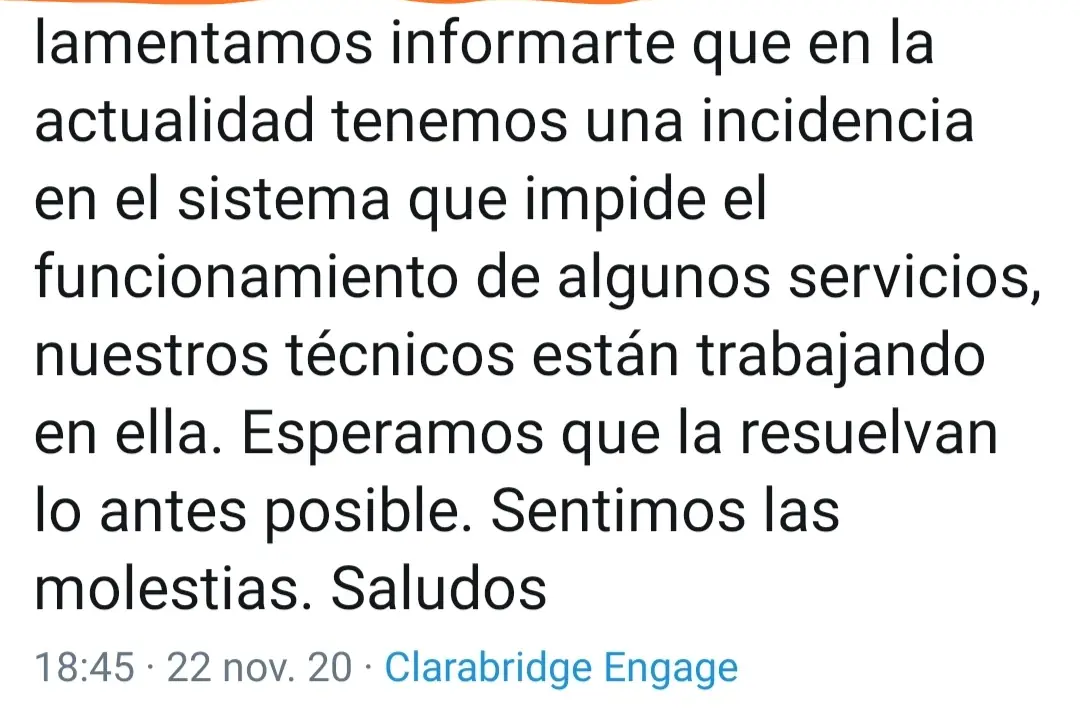 Mensaje de Movistar en Twitter