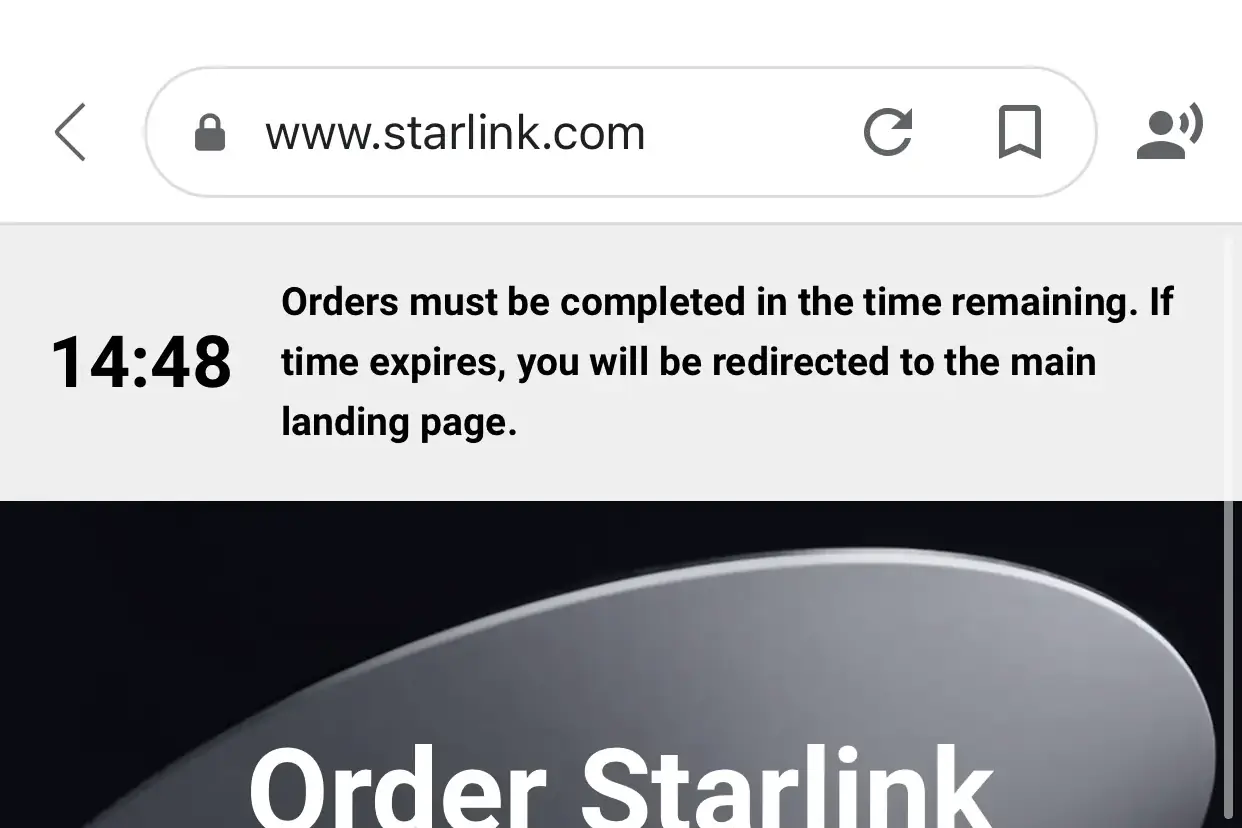 Pedido en Starlink