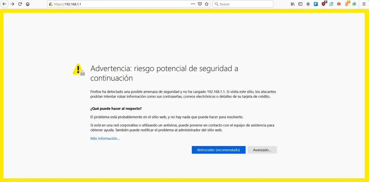 Advertencia: riesgo potencial de seguridad a continuación