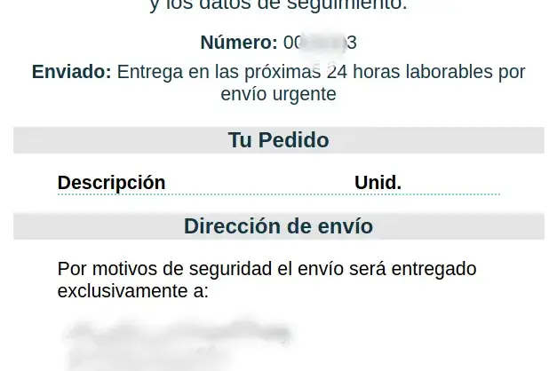 Email de Oniti con nueva SIM