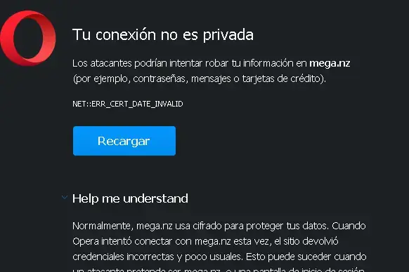 Error al acceder a web