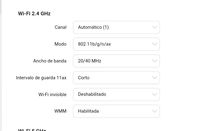 Configuración wifi del Huawei AX3