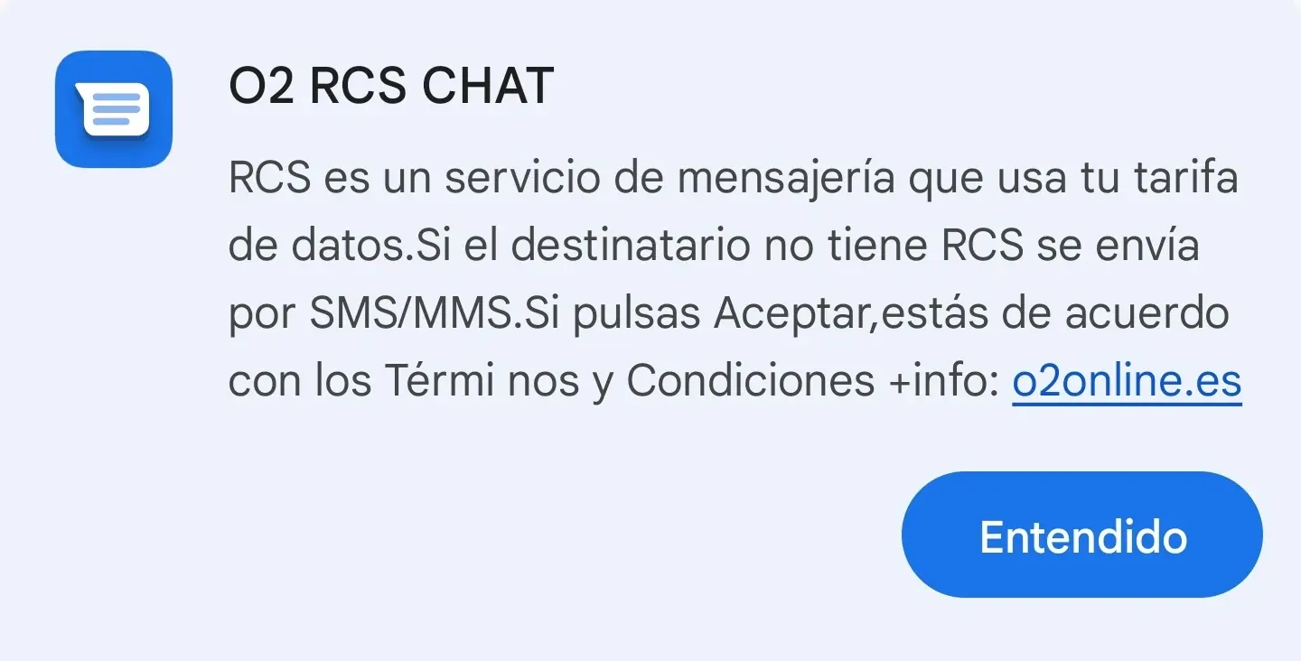 Mensaje SMS de O2