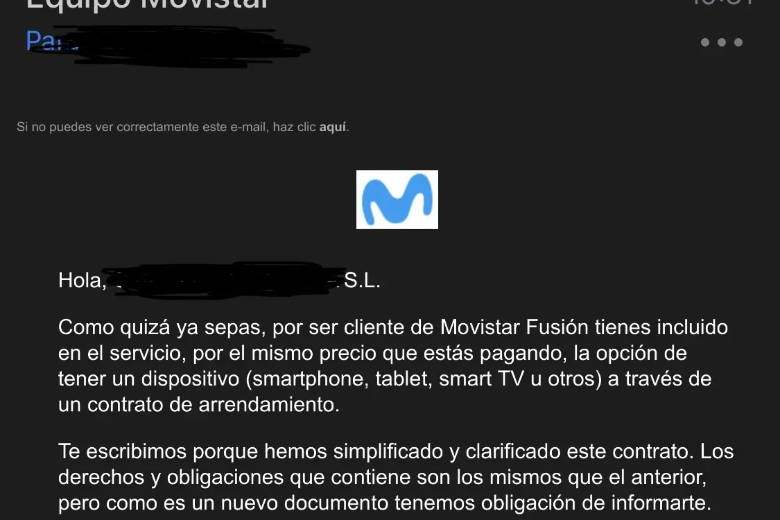 Email de Movistar