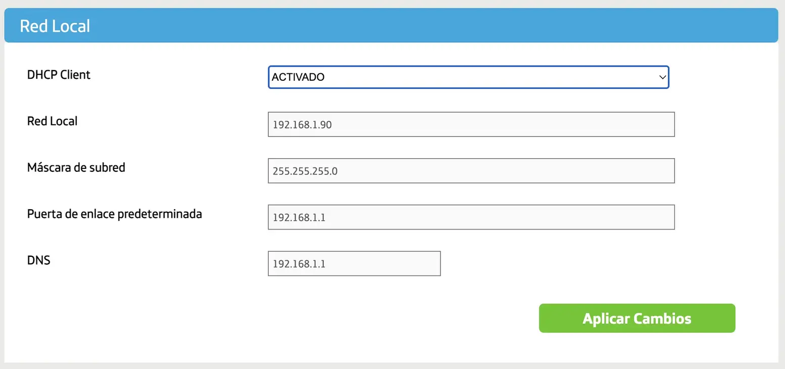 Configuración cliente DHCP Amplificador Smart WiFi 6